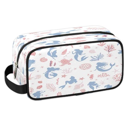 FZDXZJJ Kid Travel Toiletry Bag for Women Girl,Waterproof Lightweight Makeup Cosmetic Bag Organizer with Handle & Zip Pockets Toiletries Bag for Gym,Beach - Ocean Mermaid