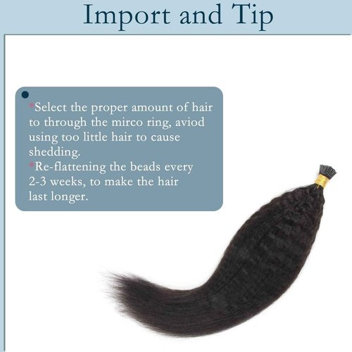 ABH AMAZINGBEAUTY HAIR Kinky Straight Hair Extensions for Black Women Human Hair I Tips 50 Strands I Tip Remy Human Hair Extensions Kinky Straight Cold Fusion Hair Extensions 14 Inch 50G