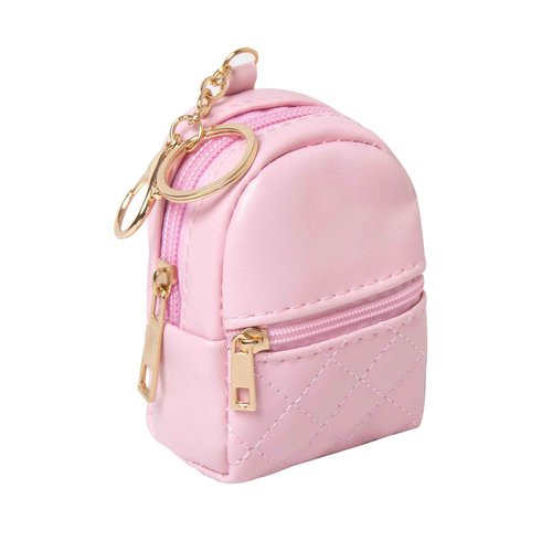 Mini Backpack Cute Cosmetic Bag for Women, Creative Cute Pendant Keychain Key-chains Keyrings PU Leather Makeup Bag Key Pocket Lipstick Bag Card Holder Data Cable Organizer Zipper Pouch (Deep pink)