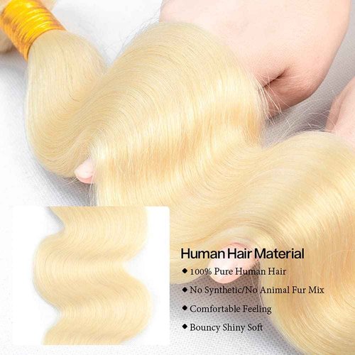 #613 Blonde Bundles Human Hair Body Wave Bundles 12 12 12 Inch Honey Blonde Body Wave Bundle Human Hair Extensions Unproceesed Virgin Hair 100 Gram Per Bundle 3 Bundle