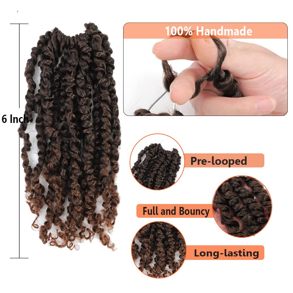 Passion Twist Crochet Hair 6 Inch 8 Packs Pre-Twisted Passion Twist Hair Crochet Hair for Black Women Pre-Looped Crochet Braids Synthetic Crochet Hair Extensions #T30