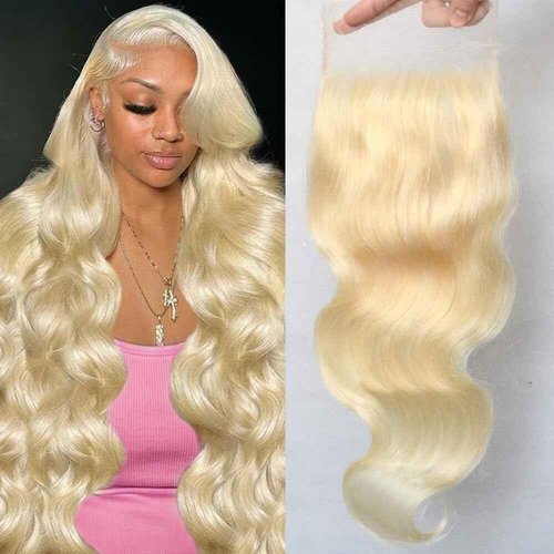 QTHAIR 16A Russian Blonde #613 Transparent Lace Frontal Closure 16inch 100% Human Hair for All Women 613 Blonde Brazilian Virgin Human Hair Body Wave Frontal Swiss Lace Closure