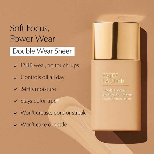 Estée Lauder Double Wear Sheer Matte Foundation SPF 19 | 12-Hour Wear, 1.0 Fl Oz, 6W1 Sandalwood