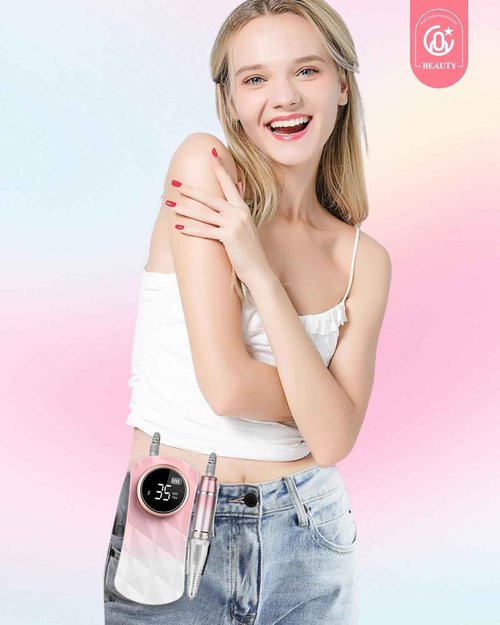 CozyZen Portable Professional Nail Drill, 35,000 RPM Rechargeable Electric Nail File, Cordless E-File Machine with Extended Battery Life, Lightweight Design for Manicure & Pedicure (Gradient Pink)