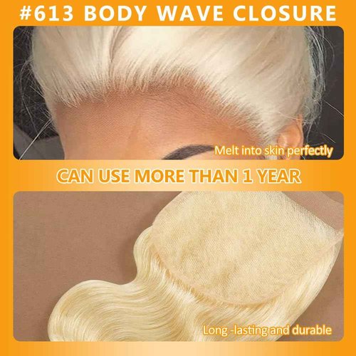 QTHAIR 16A Russian Blonde #613 Transparent Lace Frontal Closure 16inch 100% Human Hair for All Women 613 Blonde Brazilian Virgin Human Hair Body Wave Frontal Swiss Lace Closure