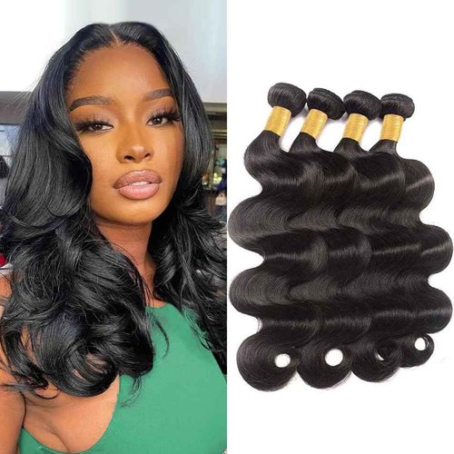 Human Hair Bundles Body Wave 8 10 12 14 Inch 100% Unprocessed Brazilian Body Wave 4 Bundles Human Hair Extensions for Women Quick Weave Natural Color