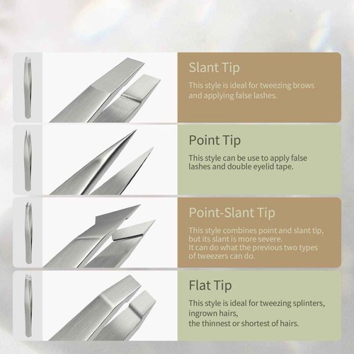 Abdul of Sialkot Eyebrow Tweezer Set for Women & Men Professional Slant and Pointed Tweezers Set with Case Precision Tweezers Kit for Facial Hair, Splinter and Ingrown Hair Removal(Sliver4 piece)