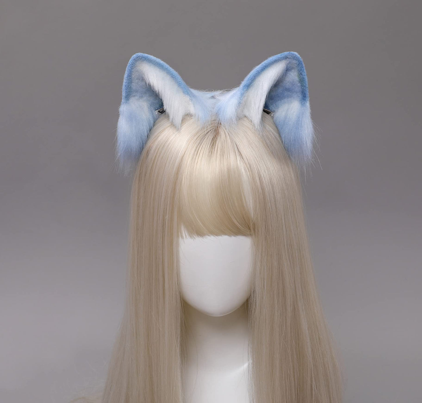 Fxaelian Cosplay Fox Wolf Bear Cat Dog Ears Headband Hairband Hair Clips Halloween Costume Party Headpiece Headwear Hair Accessories Blue