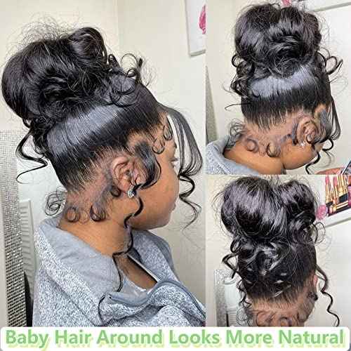 360 Body Wave Lace Front Wigs Human Hair Pre Plucked 180% Density Full Lace Human Hair Wigs Brazilian Virgin Body HD Human Hair Lace Front Wigs for Women Natural Color 22Inch