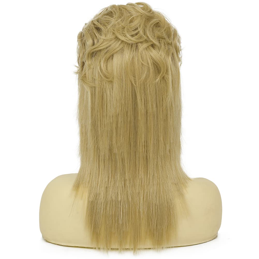 Swiking Blonde Mullet Wigs for Women 80s Costume Wig Curly Soft Heat Resistant Shoulder Length Hair Rocker Cosplay Synthetic Wigs (Blonde)