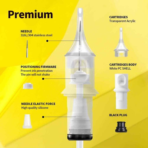 Hawink Tattoo Cartridge Needles #12 Standard 23 Curved/Round Magnum M-Taper 50PCS with Membrane Professional Disposable EN05S-50-1223RM