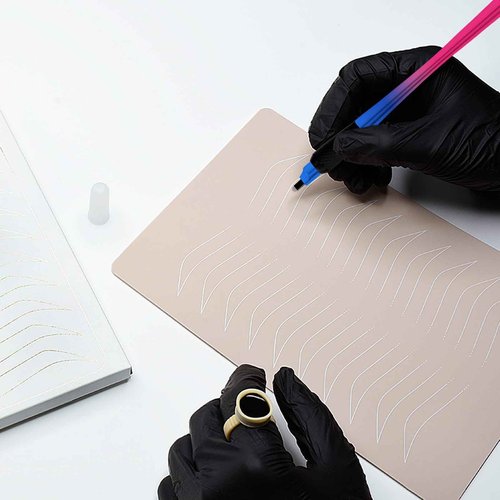 PMUBEAUTY 10Pcs Disposable Microblading pen sterilized 18 U-shaped 0.15mm Nano Blade Manual Eyebrow Pen Comfortable Rubber Grip with Pigment Sponge for Eyebrow Tattoo Permanent Makeup (18U 0.15mm)
