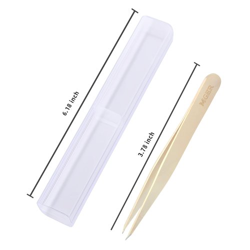 Pointed Tweezers for Women Facial Hair, Professional Stainless Steel Tweezers for Eyebrow, Chin Hair and Ingrown Hair Removal (Gold)