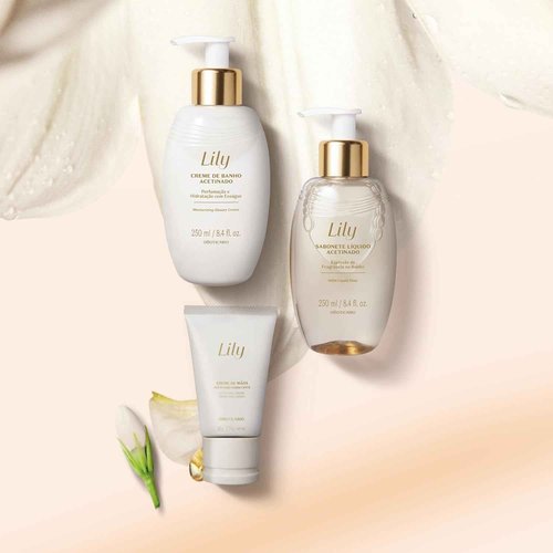 O Boticário Lily Satin Cream Cleanser, Moisturizing Bath Time with Hydration and Luxurious Fragrance, 8.4 Ounce (250ml)