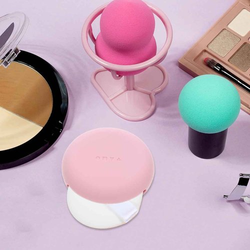 Healeved Silicone Cosmetic Box Small Makeup Puff Case Portable Powder Puff Holder Silicone Makeup Sponge Case Makeup Puff Holder for Travel Makeup Sponge Holder Travel Makeup Puff Holder, Pink