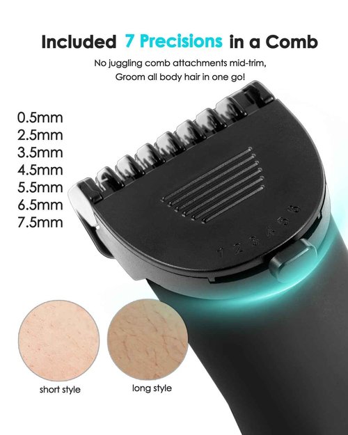 Manscaper for Men, Groin Trimmer for Men and Women, Body Hair Trimmer and Ball Trimmer with Light, Pubic Hair Shaver, Manscape Kit, 7 Precisions, Waterproof Wet / Dry Grooming, 240 Minutes Shaving