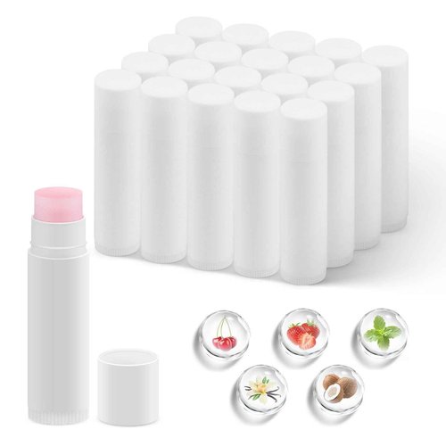 100-Pack Unlabeled Lip Balm Bulk – Natural Shea Butter & Vitamin E, 5 Flavors – Blank Tube Custom Labels for Party & Wedding Favors, Baby Shower & Gift Basket Filling