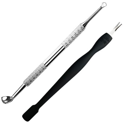 Pingispower Cuticle Pusher Tool, 2PCS Professional Nail Cuticle Remover Trimmer Cutter Fork Kit, Premium Stainless Steel Durable Manicure Kit for Women, Fingernails and Toenails