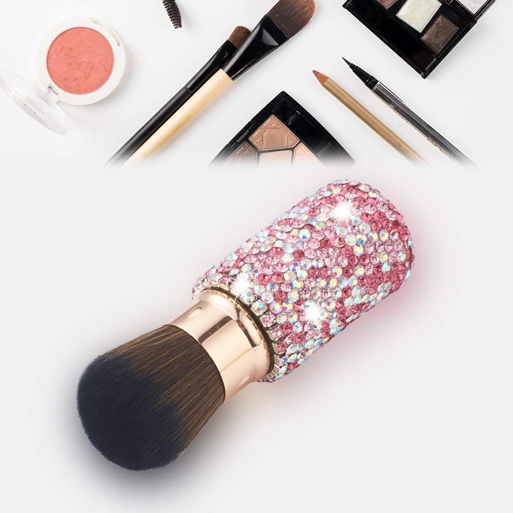 XhuangTech Bling Make Up Brush Crystal Makeup Travel Brushes Blusher Rhinestone Cover Foundation Highlight Blush Cosmetic Tools (Pink)