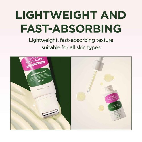 CKD Retino Collagen Gua Sha Neck Cream & Facial Serum Duo Set - Firming, Elasticity Boosting, and Deep Moisturizing. Korean Skincare Gift Set for Special Occasions and Daily Use