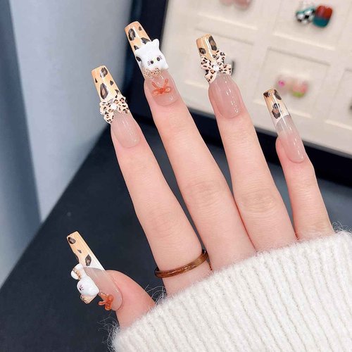 KACHIMOO 60 PCS Bow Charms Leopard Print Bow Nail Charms 3D Nail Charms for Acrylic Nails for Nails Design and DIY Crafts Decoration