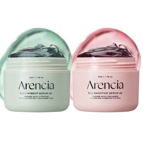 Arencia Overnight Face Mask Serum Duo [Glow Hyssop + Red Collagen ] for Glass Skin, Korean skincare