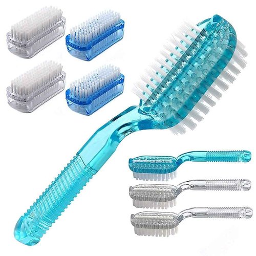 Xjinmin Two Sided Nail & Foot Cleaning Brush Set, Soft & Stiff Bristles, 8 PCS