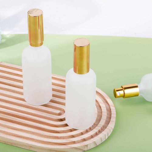 Gabotrie 30 Pcs Glass Spray Bottle, 3.4 oz/ 100 ml Perfume Empty Bottles, Frosted Glass Spray Bottles, Refillable Clear Decorative Bottle with Gold Fine Mist Sprayer Pump for Face Body Travel