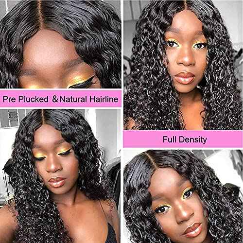 Metamuclia Water Wave 4x4 Lace Front Wigs Human Hair Pre Plucked, 180% Density Brazilian Virgin Wet and Wavy Wigs for Women Curly Wig with Baby Hair Natural Color 24 Inch