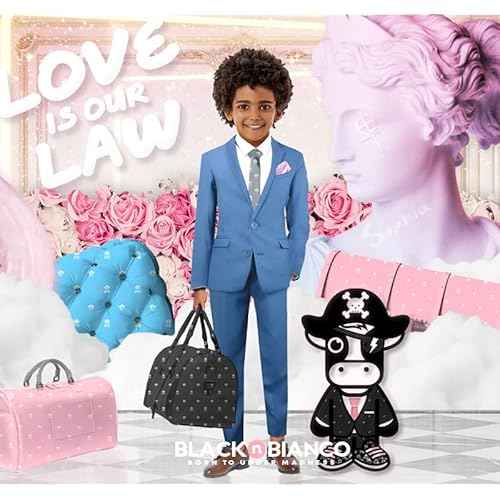 Black n Bianco Boys Slim Fit Suit Rosefia Style Five Piece Set