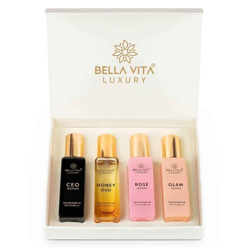 BellaVita Luxury Him and Her Perfume Gift Bundle for Men & Women | 8x20ml Mini Perfumes | Woody, Floral, Citrus, Oud, Vanilla & Musk | Couple Gift Set | Travel-Ready Fragrance Collection