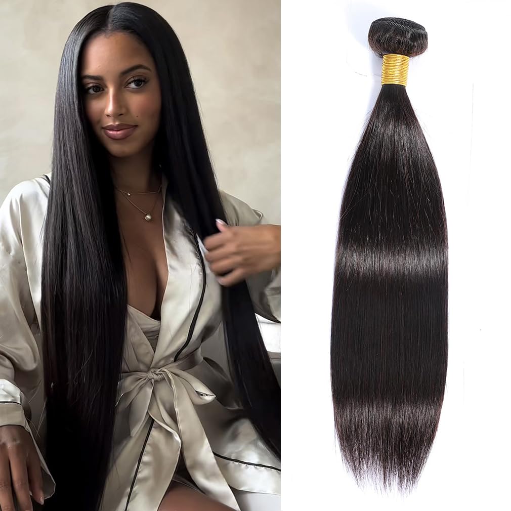 30 Inch Natural color Straight Bundles Human Hair 12A Brazilian Virgin Hair Extensions 180 Density Unprocessed Bundles Human Hair 1 Single Bundle