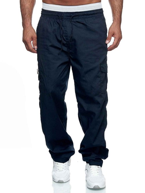 WZIKAI Mens Cargo Pants Relaxed Fit Drawstring Joggers Sweatpants for Men Workout Casual Long Trousers Navy XXXL