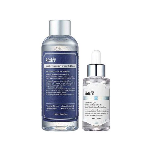 DearKlairs Best & Basic Set with Unscented Toner, Vitamin Drop, Hydration