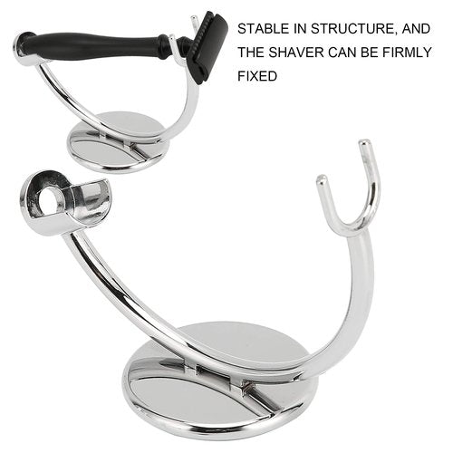 Dioche Curved Shaver Stand, Stainless Steel Single Head Shaving Brush Holder Safety Support Accessories for Men