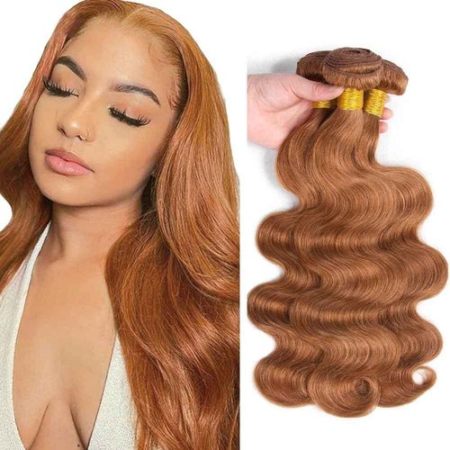 Color #30 Bundle Light Brown Body Wave Human Hair Bundles Peruvian Color #30 Body Wave Bundles Human Hair 12 14 16 Inch Light Brown Bundle