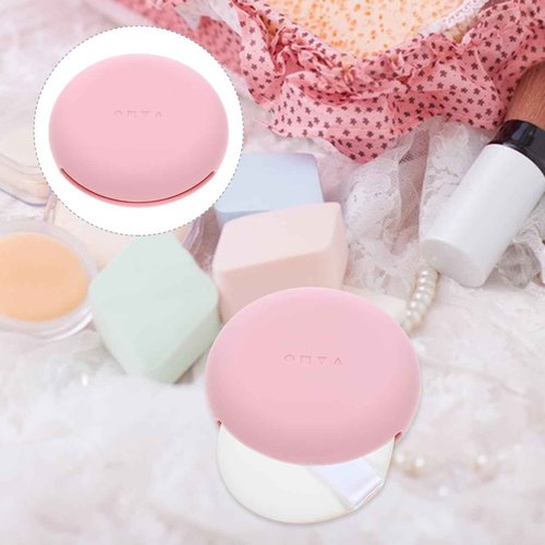 Healeved Silicone Cosmetic Box Small Makeup Puff Case Portable Powder Puff Holder Silicone Makeup Sponge Case Makeup Puff Holder for Travel Makeup Sponge Holder Travel Makeup Puff Holder, Pink