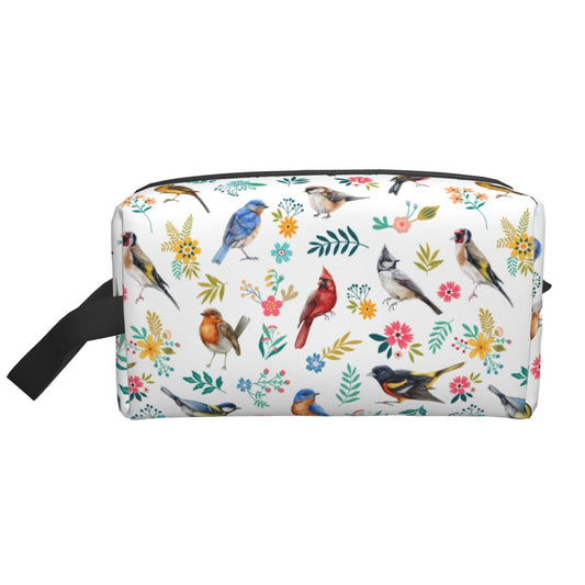 YISHOW Watercolor Birds Travel Makeup Bag Women Cosmetic Bag Adorable Roomy Toiletry Bag With Zipper