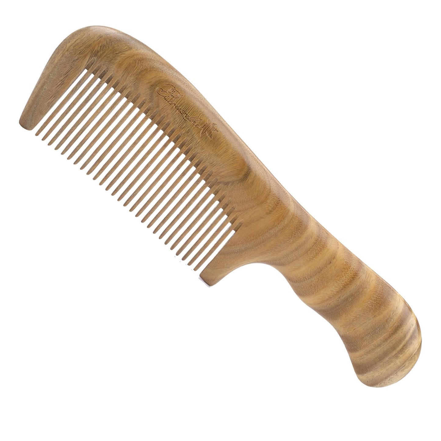 Breezelike No Static One Piece Wavy Handle Sandalwood Fine Tooth Comb