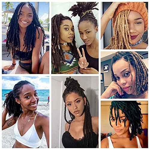 Crochet Dreadlocks Extensions 10 Inch 40 Strands 100% Human Hair Locs Extensions All Handmade Crochet Permanent Loc Extensions Diameter 0.6 cm Natural Black Color (10 Inch, 40 Strands)