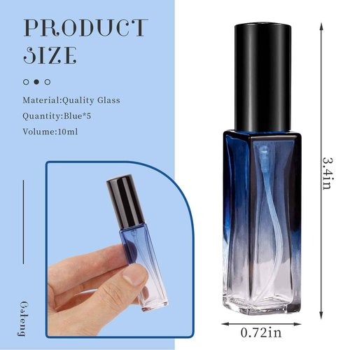 Gsteng Portable Perfume Travel Refillable Bottles, 4 Pack, 15ML (Blue)