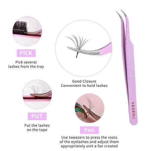 VEYES INC High Precision Eyelash Extension Tweezers Volume J45 Lash Tweezers For Professional Eyelash Extension Tool