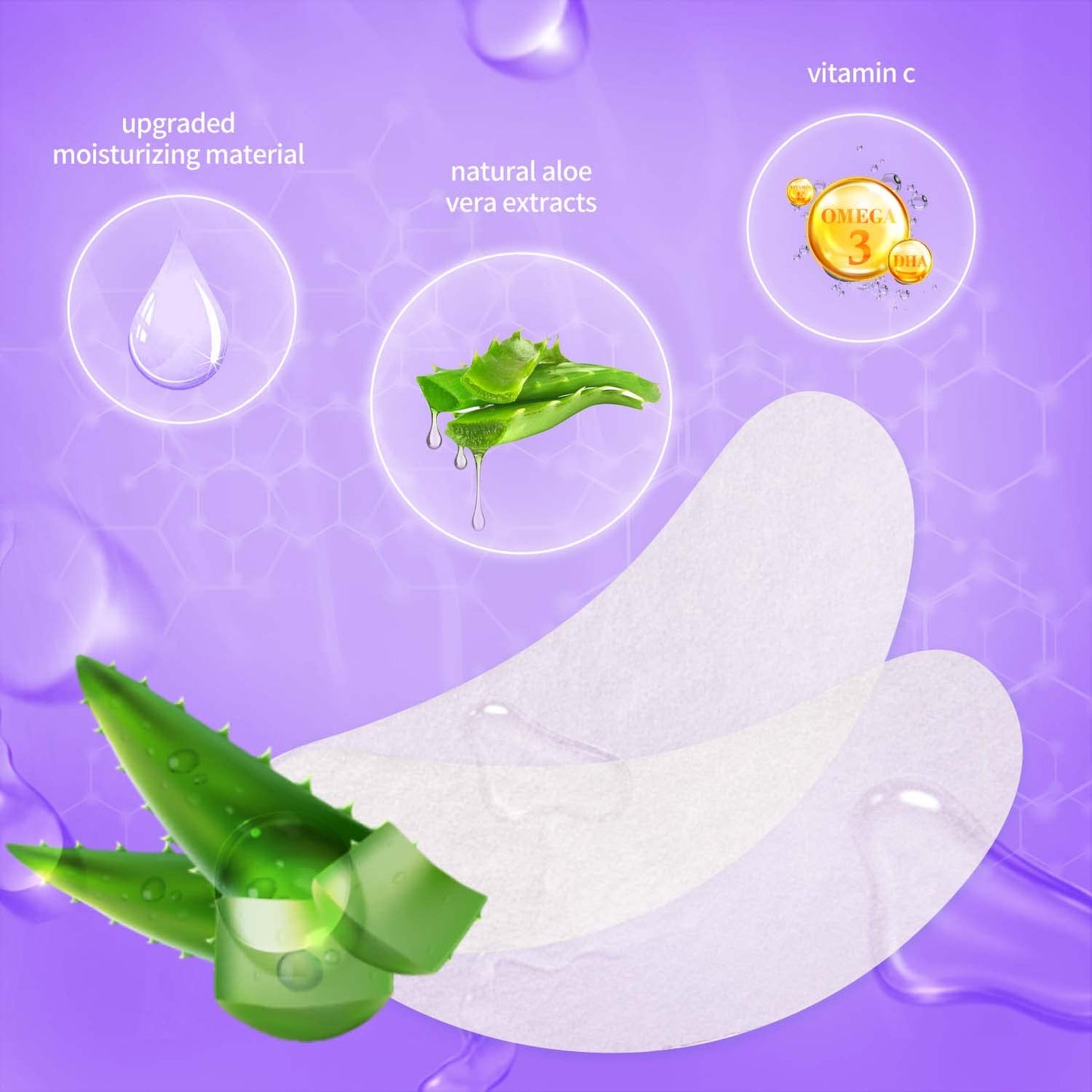 VEYES INC 50 Pairs 100% Natural Aloe Extract Under Eye Gel Pads Hydrogel Eye Patch For Eyelash Extension Lint Free Lash Extension Supplies & Beauty Tools