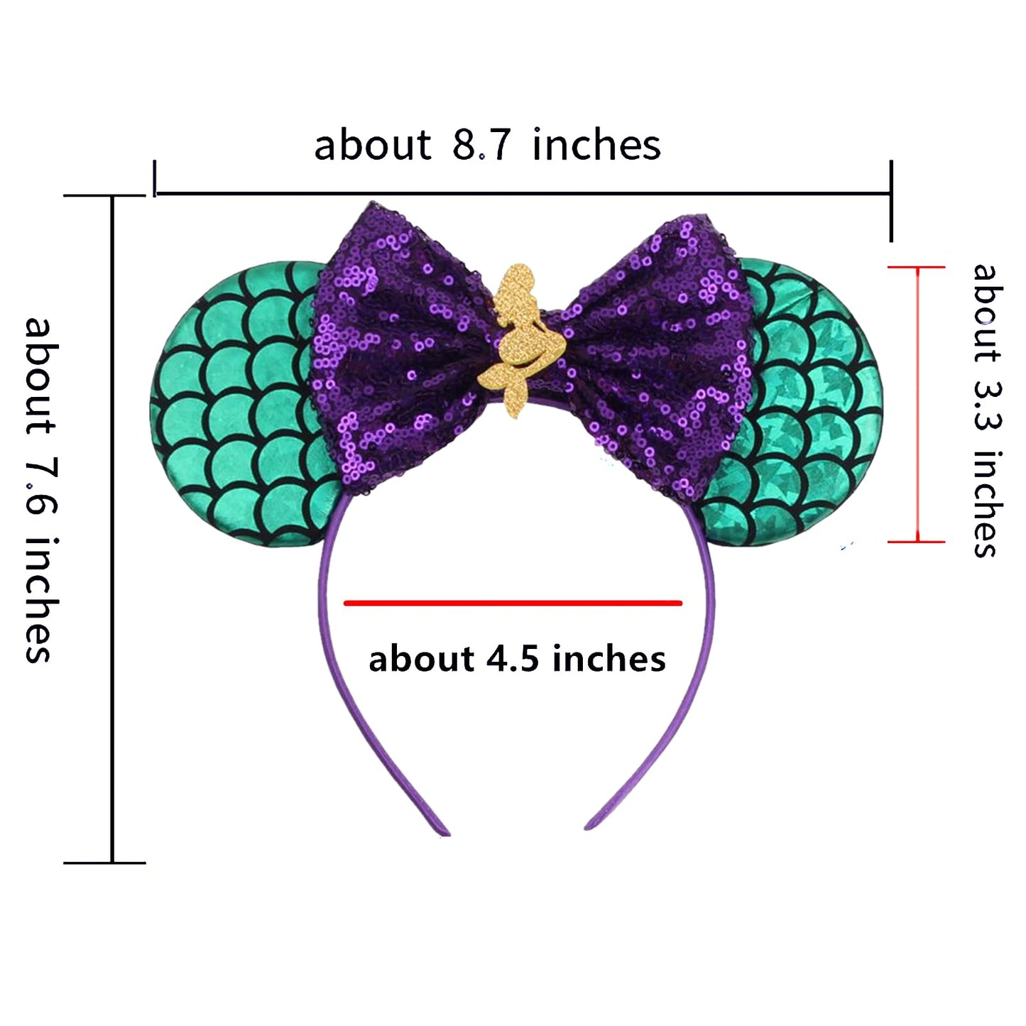 JOYFISCO Mouse Ears Headbands Shiny Bow Mouse Ears Headband Glitter Party Princess Decoration Cosplay Costume for Women Girls