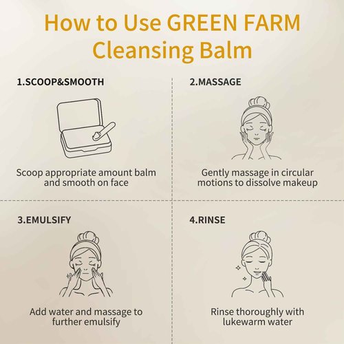 GREEN FARM Makeup Remover Cleansing Balm - Olive Oil Based Cleanser for Face&Body - Melts From Balm to Milky Lather-For All Skin Types, 2pcs