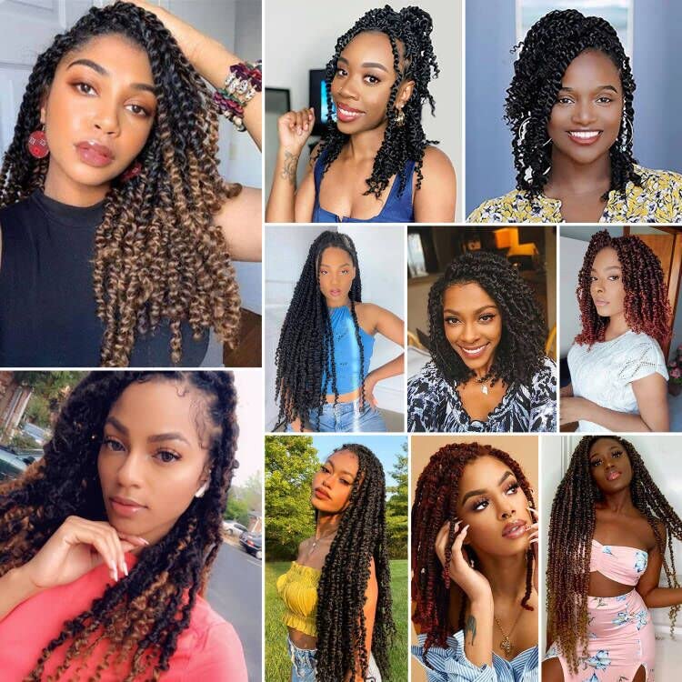 BEFUNNY Passion Twist Crochet Hair,18 Inch 6 Packs Pretwisted Passion Twist Hair, Soft Pre Looped And Pre twist Crochet Hair For Women,Prelooped Black Curly Bohemian Crochet Braids(18",6packs,1B#)