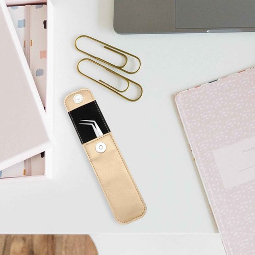 3pcs Protective Case Eyelash for False Lashes Lash Kit Leather Kit Pu Leather Covers Eyelash Grafting Tweezer Cover Pu Sleeve Golden
