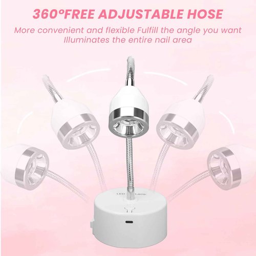 Touch Switch Gel x Lamp, 9W Rechargeable Gooseneck UV Lamp for Gel x Nails, Portable Flash Cure Lamp with 60s Timer & Touch Sensitive, Quick Drying LED UV Nail Lamp for Gel Nails, Home & Salon Use