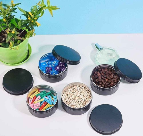 3 oz.Tins Black Aluminum Metal Tin Round Screw Top Lid Containers Jars Metal Storage Tin Jars Aluminum Tin Cans Travel Storage Tins,for Lip Balm DIY Cosmetics Salves, 3oz./3 Ounce/90 ML,18 Pack