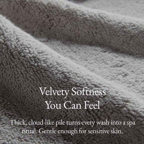Italic Ultraplush Australian Cotton Washcloths - Set of 2 Luxury Plush Face Wash Cloths, Soft and Absorbent 800 GSM 100% Cotton Washcloth for Bathroom, Spa, Gym, Face and Body (Light Grey)